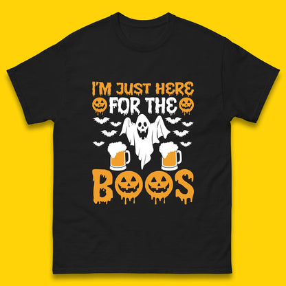 I'm Just Here For The Boos Halloween Boo Ghosts Drinking Beer Mens Tee Top