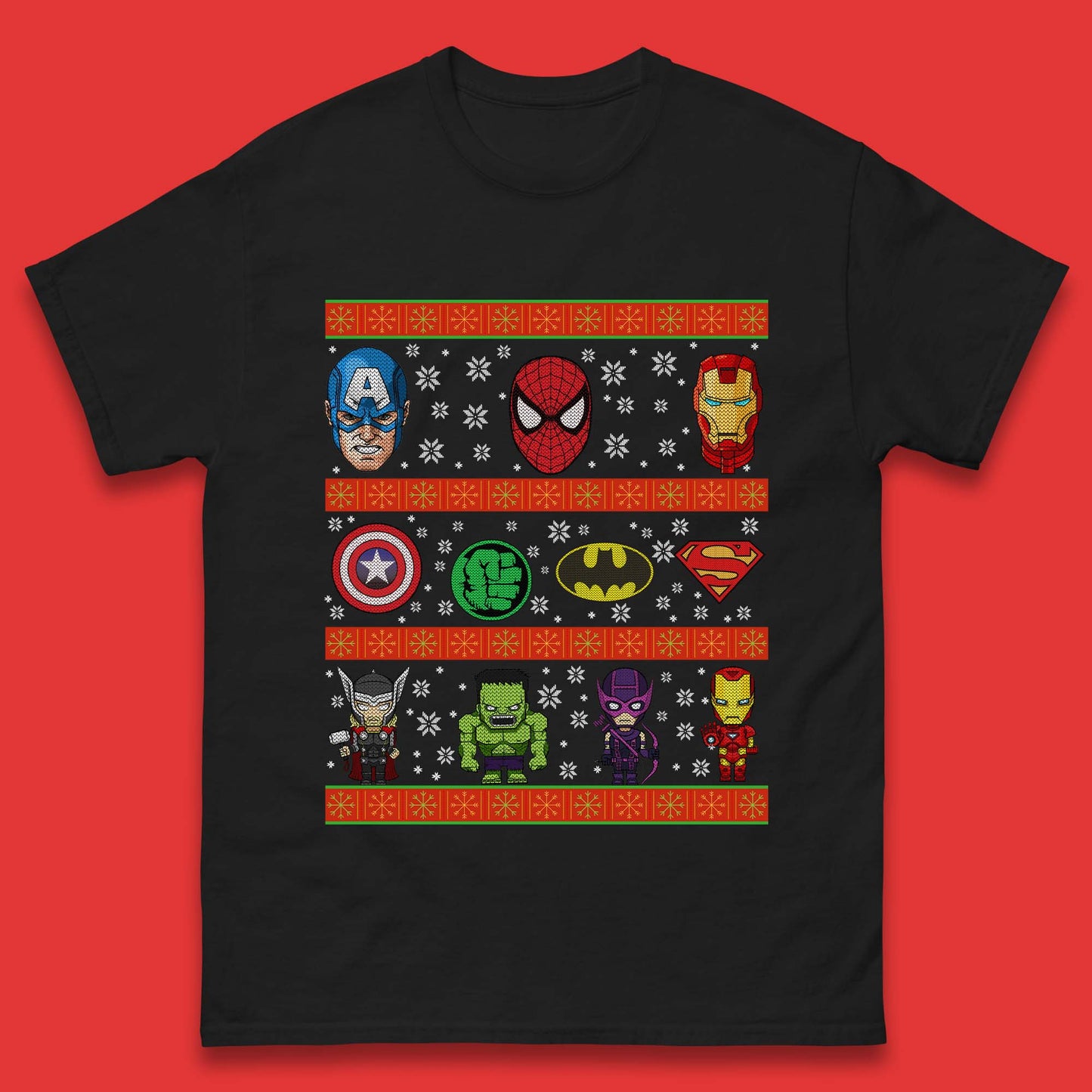 Avengers Superhero Christmas Mens T-Shirt