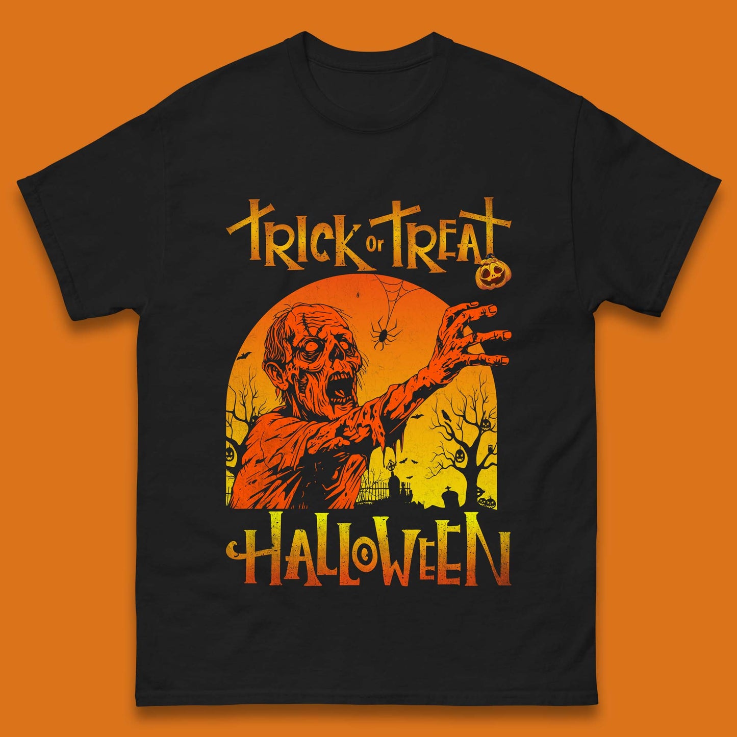 Trick Or Treat Halloween Zombie Horror Scary Spooky Vibes Mens Tee Top