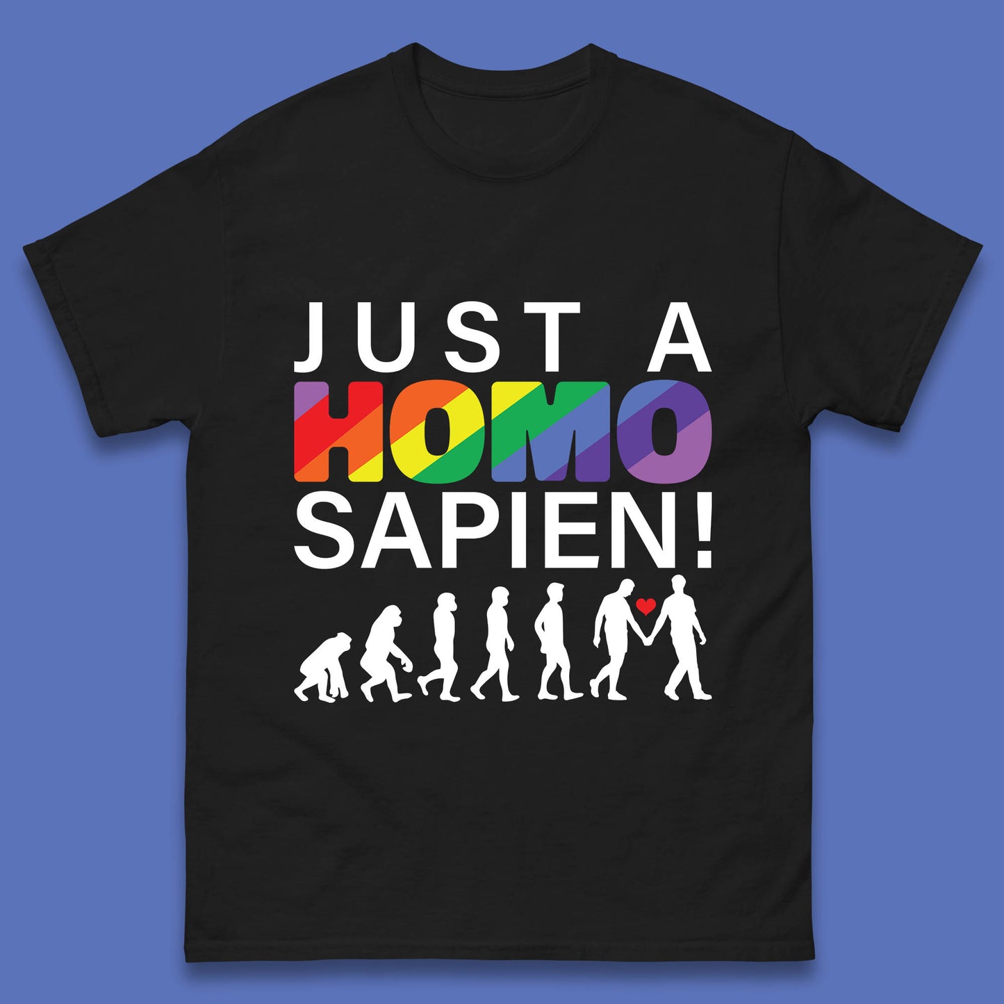 Just A Homo Sapien To Homo Erectus Evolution To Homo LGBTQ Funny Gay Pride Mens Tee Top