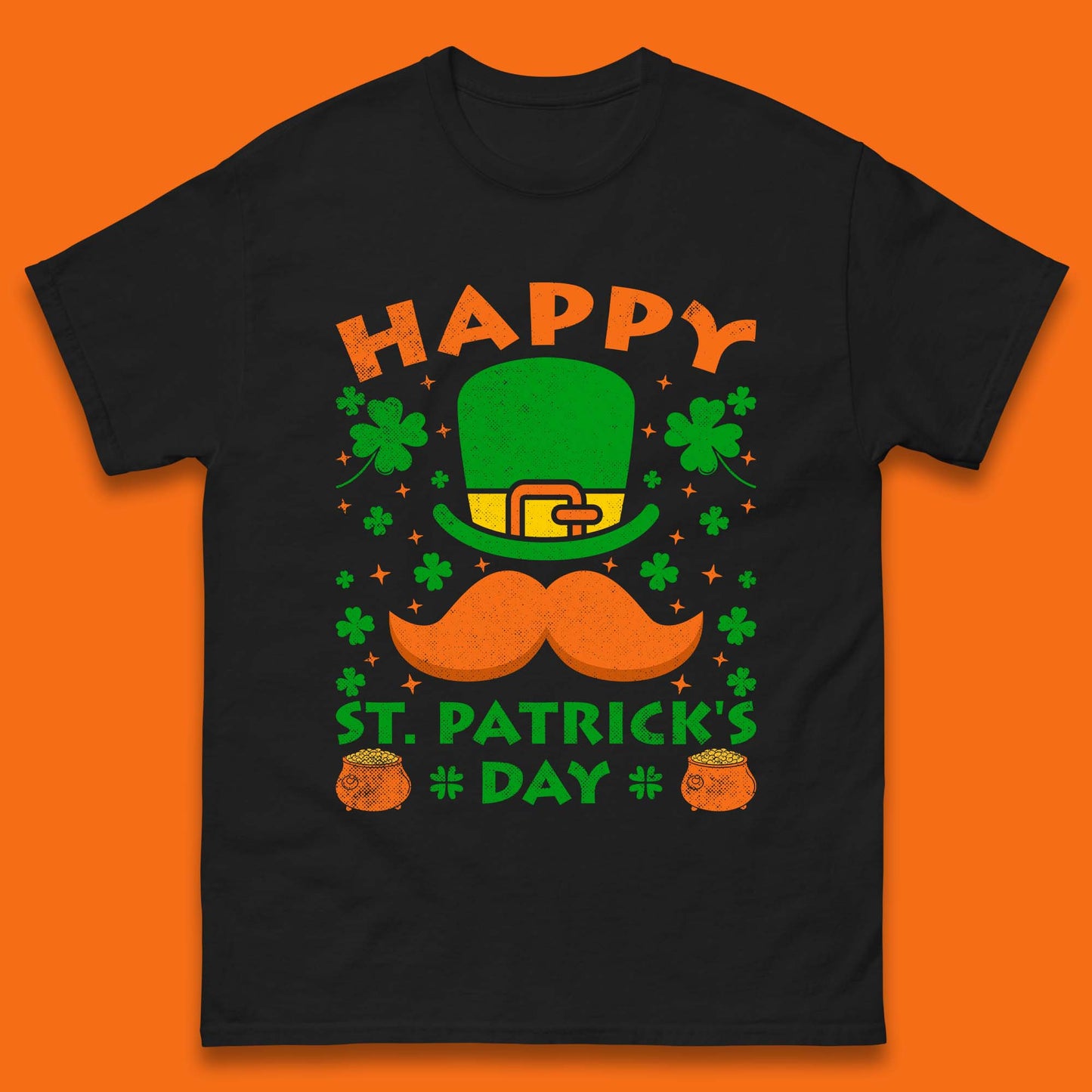 Leprechaun Hat & Ginger Mustache Mens T-Shirt