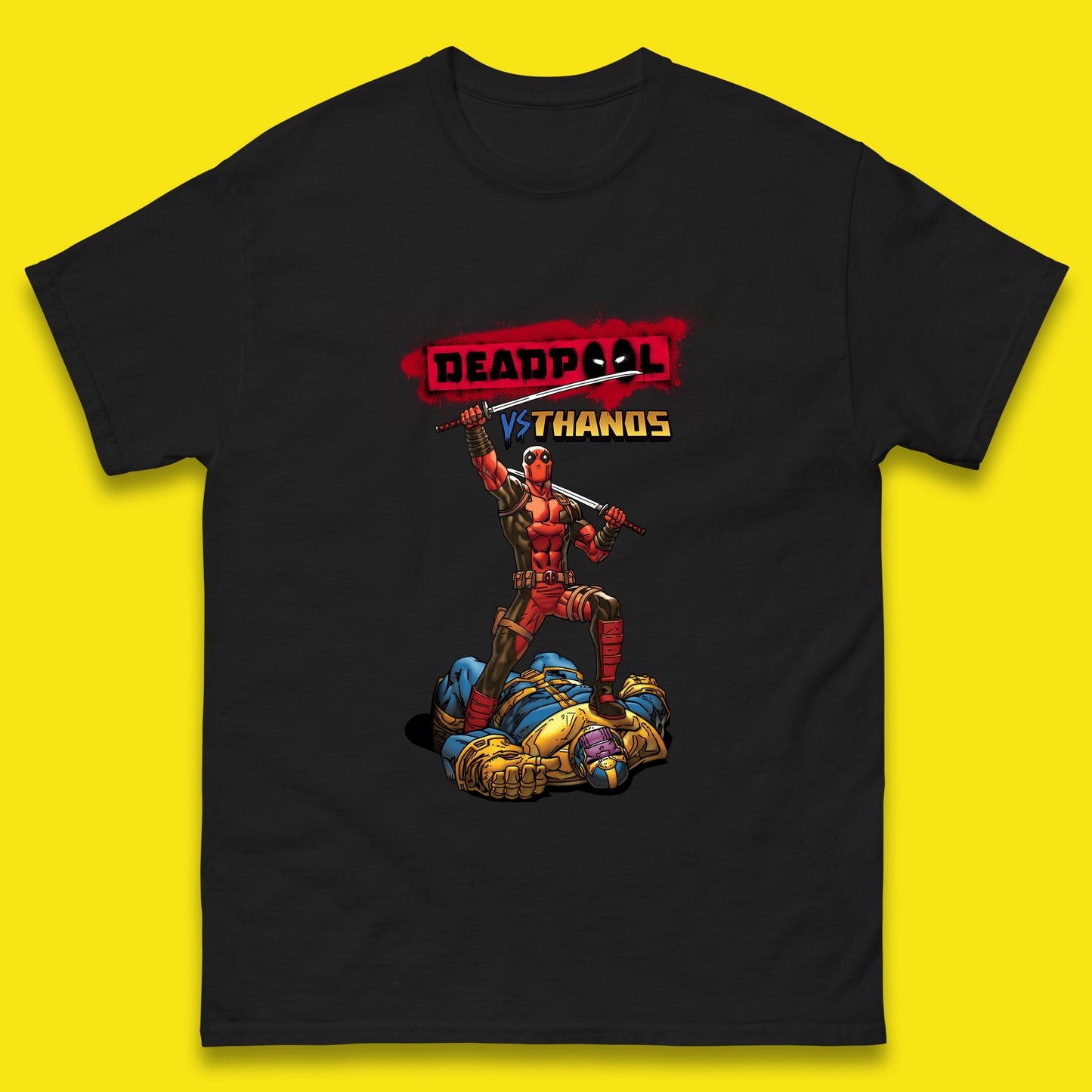 Marvel Comics Deadpool VS Thanos The Ultimate Face Off Comic Book Fictional Characters Mens Tee Top