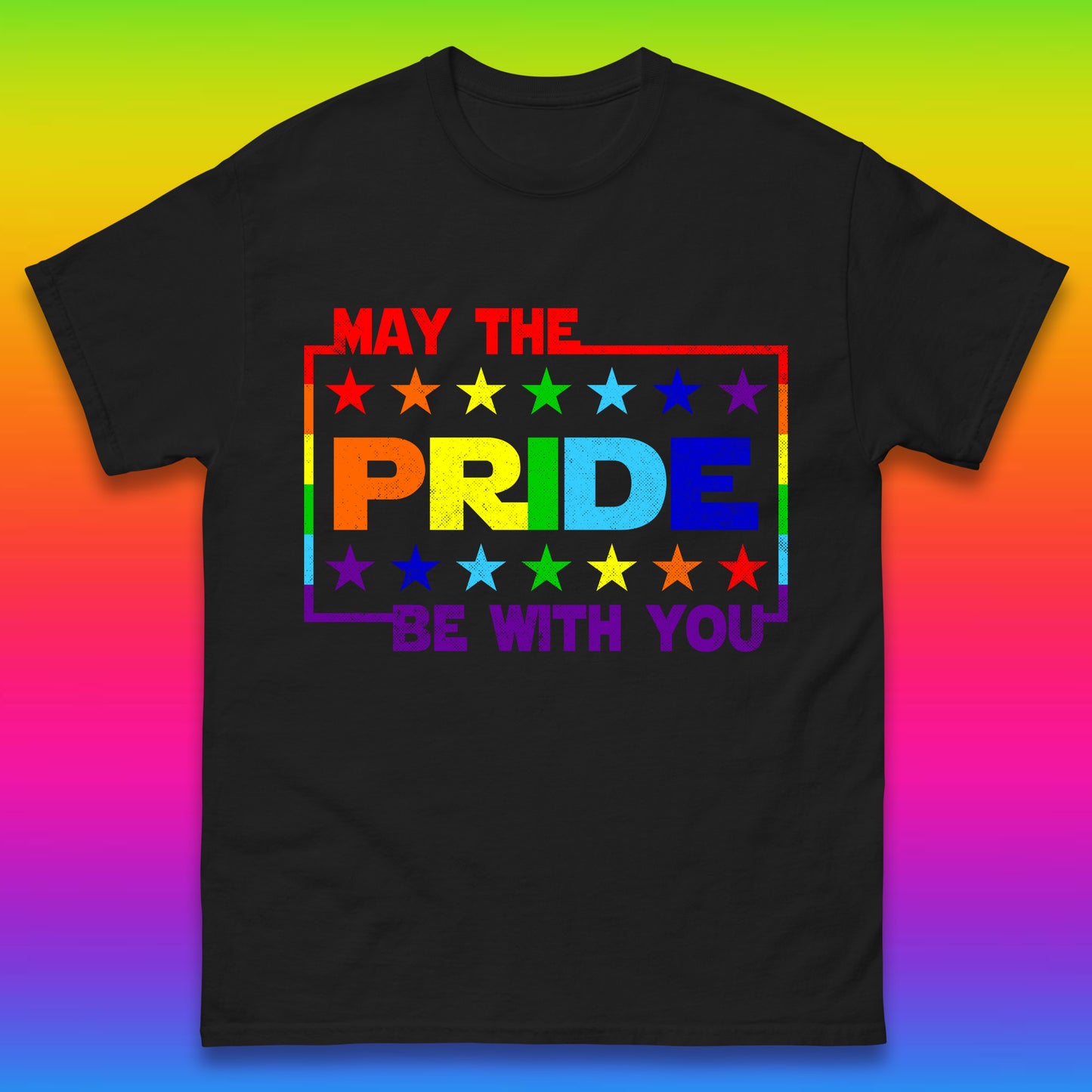 May The Pride Be With You LGBTQ Pride Month Rainbow Star Wars LGBT Pride Mens Tee Top