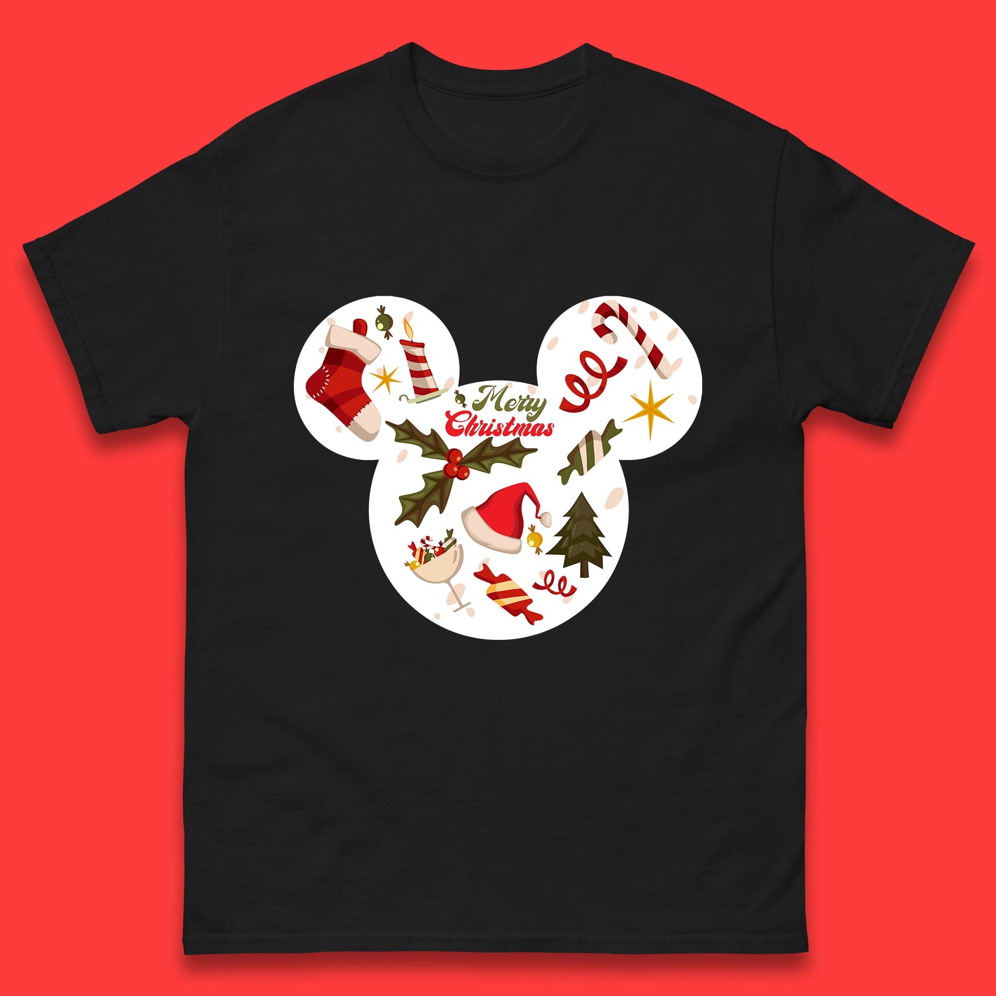 merry christmas disney mickey mouse head t shirt