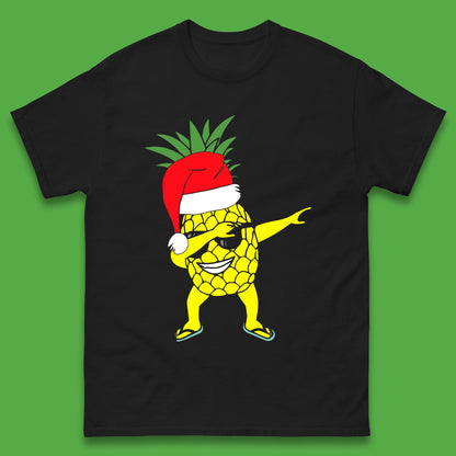 Dabbing Santa Pineapple Sunglasses Christmas In July Funny Santa Summer Vacation Xmas Mens Tee Top