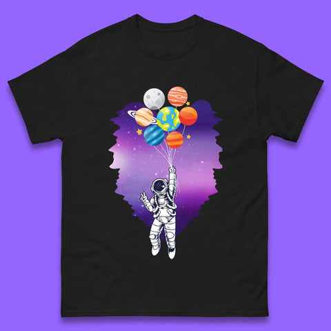 Astronaut Space Planets Balloons Mens T-Shirt