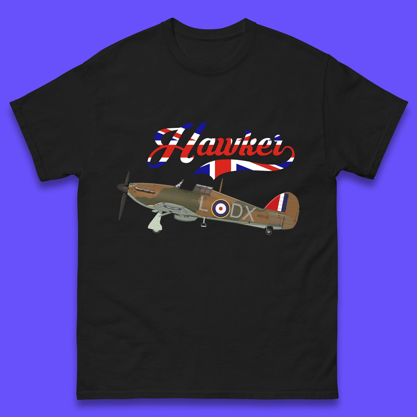 Hawker Hurricane United Kingdom Vintage WWII RAF Fighter Jet British Aircraft Royal Air Force Remembrance Day Mens Tee Top