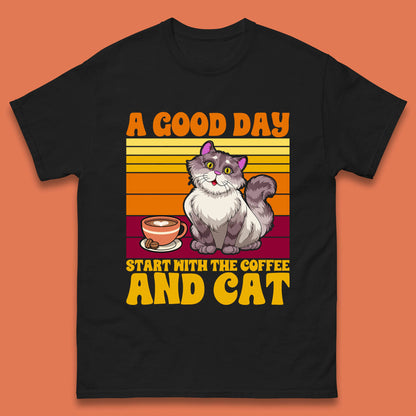 A Good Day Start With The Coffee And Cat  Mens T shirt