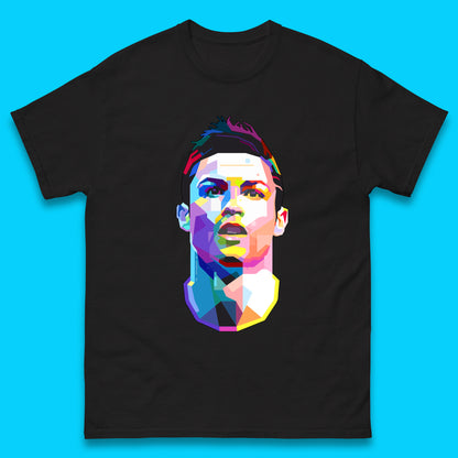 Cristiano Ronaldo Retro Style Portrait Football Player CR7 Portuguese Professional Footballer Soccer Player Sports Champion Mens Tee Top