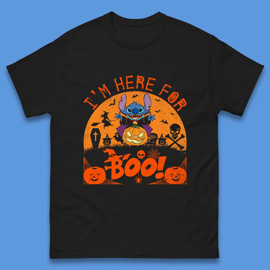 I'm Here For The Boo Disney Stitch Disney Halloween Pumpkin Devil Stitch Horror Scary Lilo & Stitch Mens Tee Top