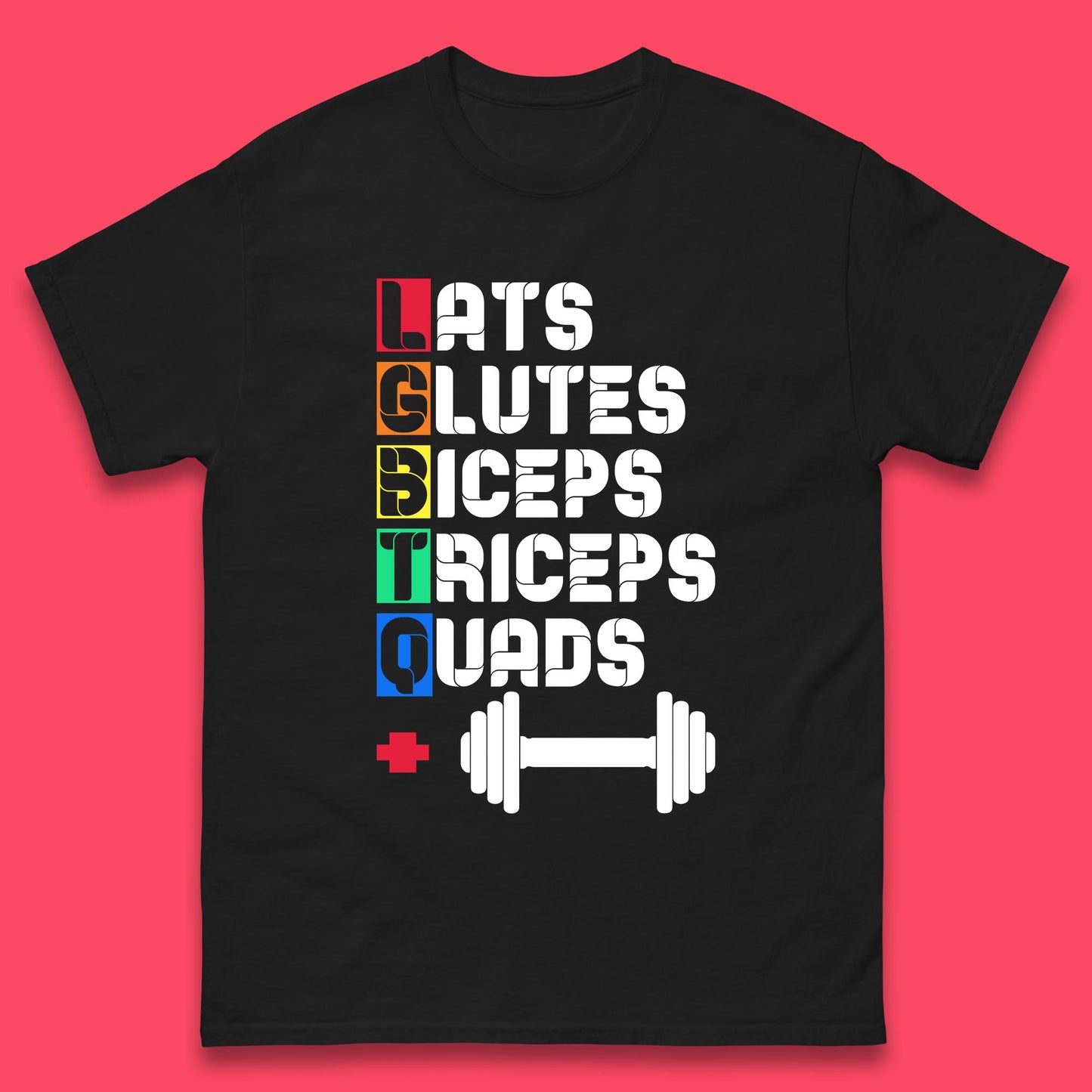 Lats Glutes Biceps Triceps Quads LGBTQ+ Fitness Gym Gay Pride Workout Mens Tee Top