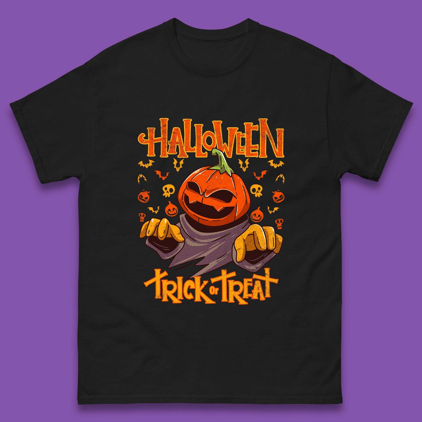 Halloween Trick Or Treat Pumpkin Character Halloween Scary Evil Pumpkin Mens Tee Top