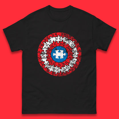 Marvel Avengers Captain America Autism Puzzle Superhero Shield Autism Awareness Gift Marvel Superhero Mens Tee Top