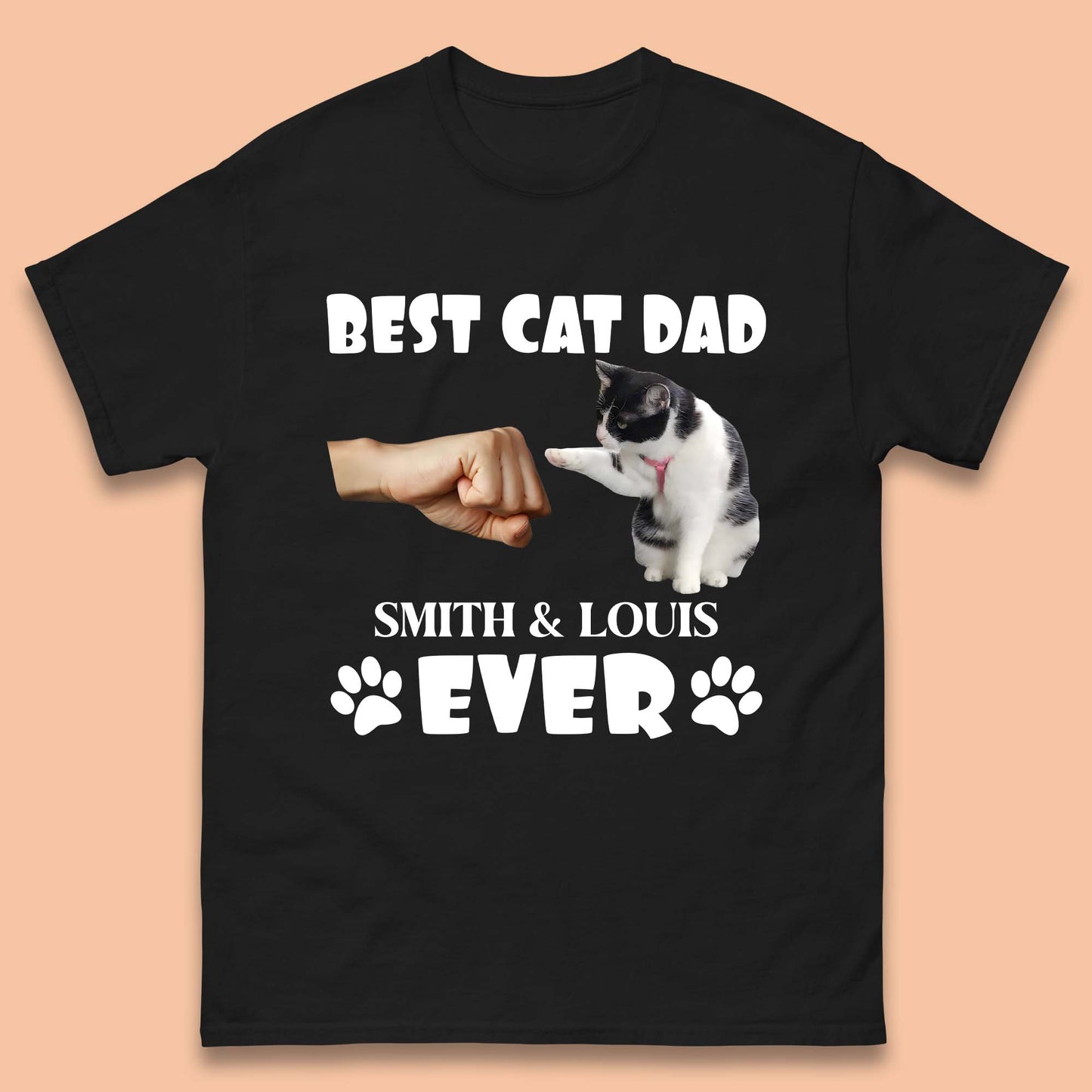 Personalised Best Cat Dad Ever Mens T-Shirt