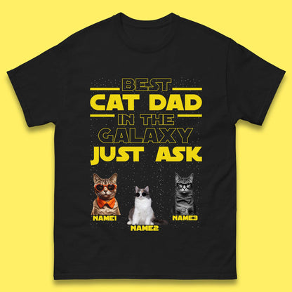 Personalised Best Cat Dad In The Galaxy Mens T-Shirt