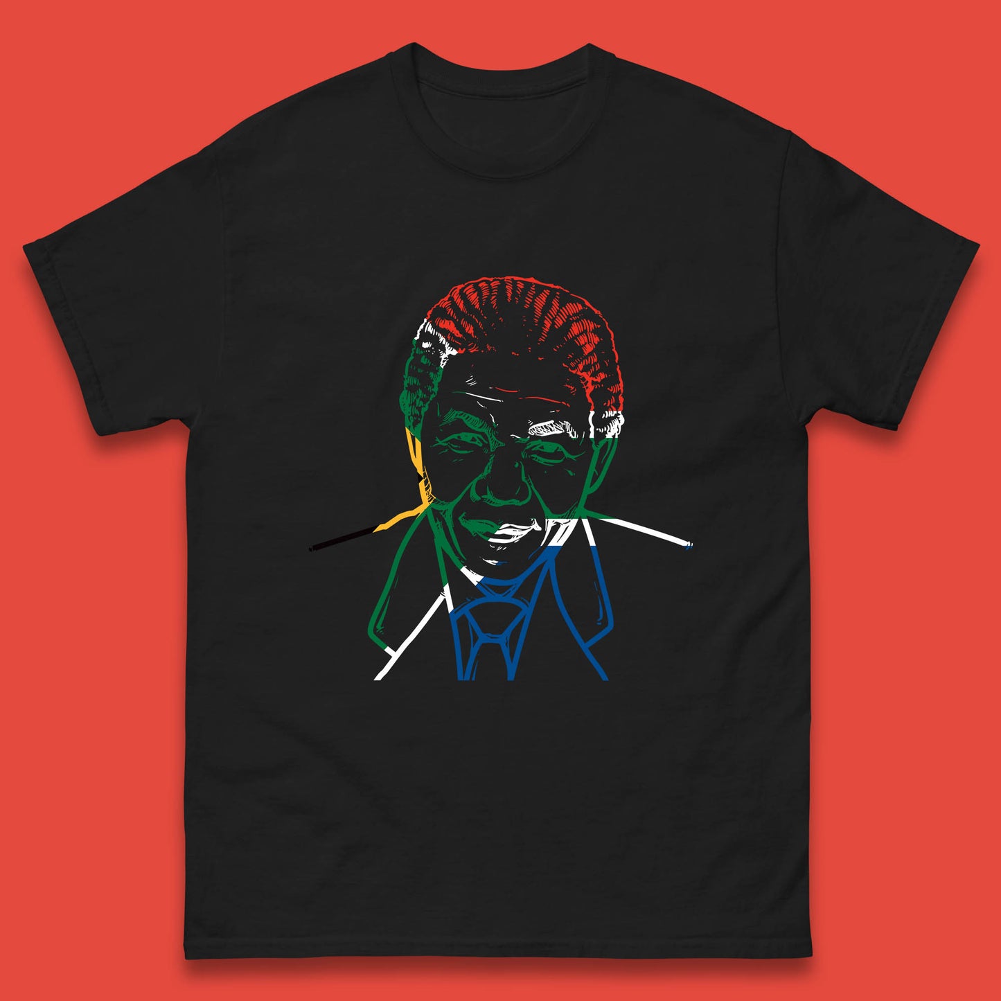 Nelson Mandela Line Art Portrait Black Lives Matter Nelson Mandela International Day Mens Tee Top