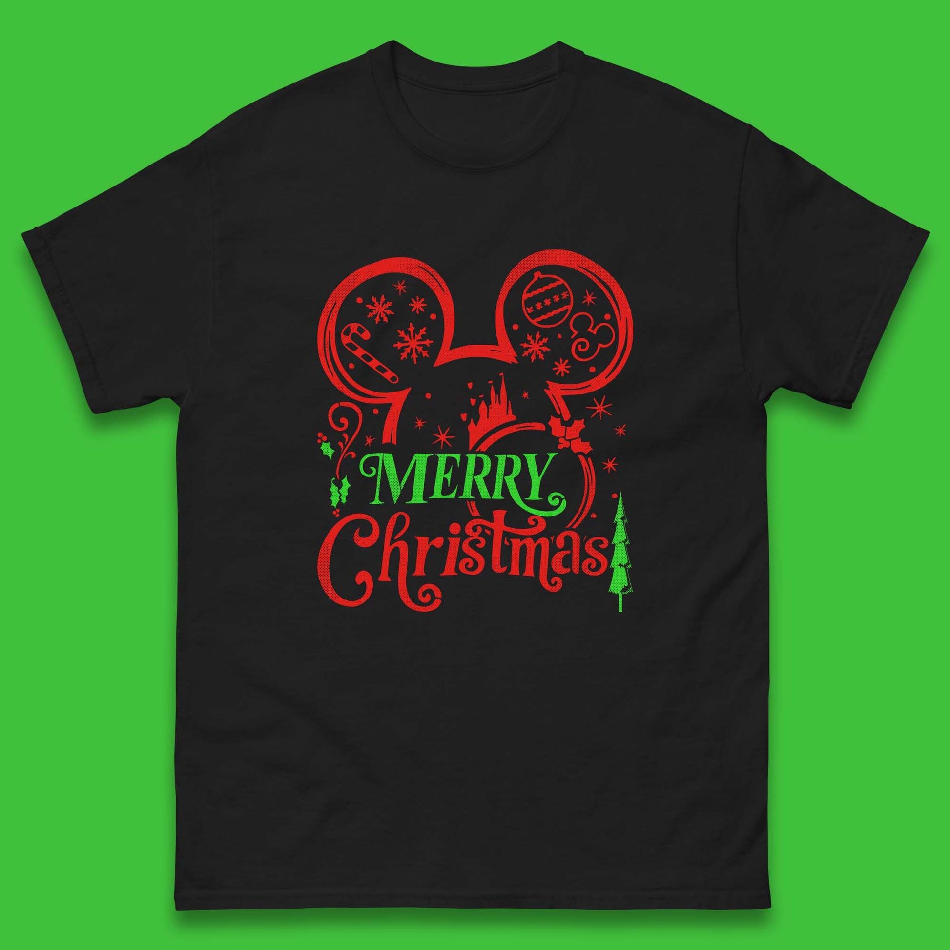 mickey mouse head christmas t shirt