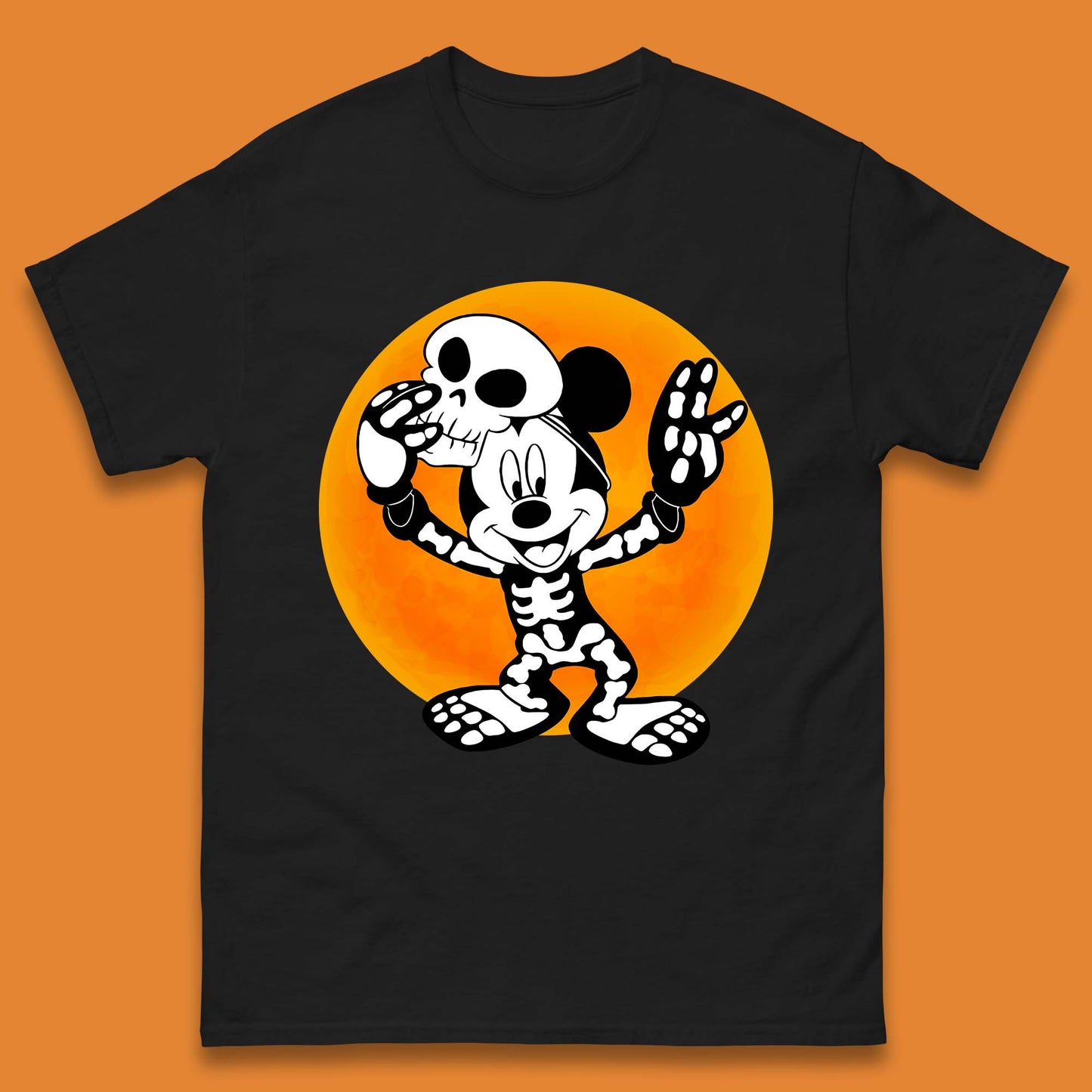 Disney Halloween Mickey Mouse Skelton Costume Disney World Horror Scary Disneyland Trip Mens Tee Top