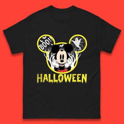 Disney Halloween Mickey Mouse Minnie Mouse Boo Ghost Horror Scary Disneyland Trip Mens Tee Top