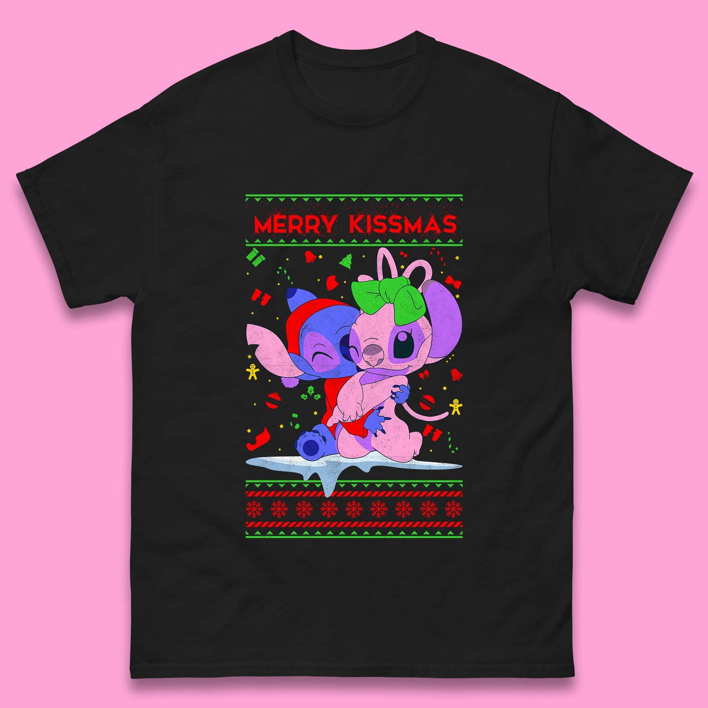 merry kissmas disney stitch and angel t shirt