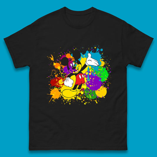 Abstract Paint Splashing On Disney Mickey Mouse Disneyland Trip Mens Tee Top