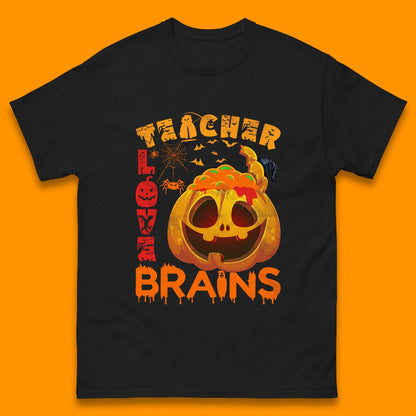 Teacher Love Brain Halloween Spooky Teacher Trick Or Teach Mens Tee Top