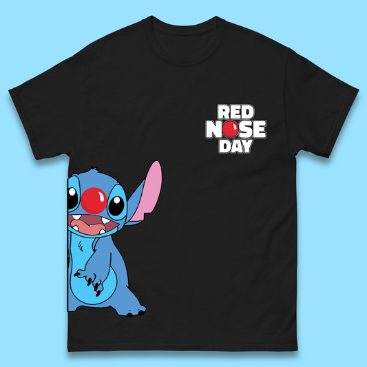 Red Nose Day Peeking Disney Stitch Mens T-Shirt