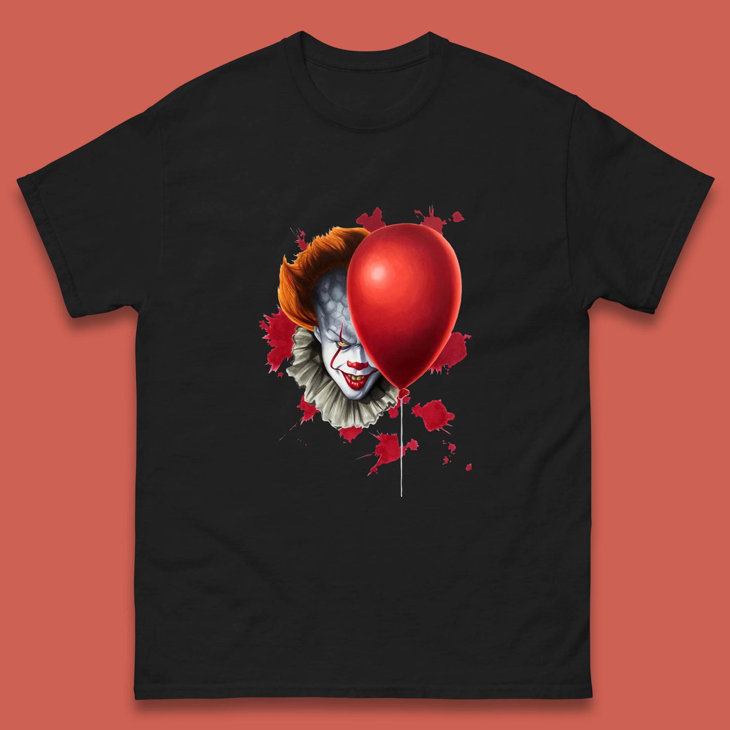 IT Pennywise Clown With Balloon Halloween Evil Clown Costume Horror Movie Serial Killer Mens Tee Top