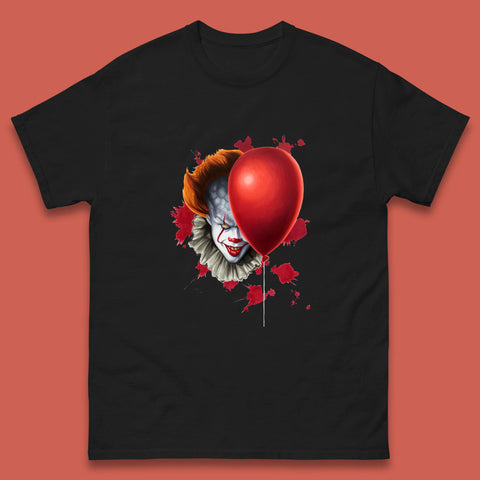 IT Pennywise Clown With Balloon Halloween Evil Clown Costume Horror Movie Serial Killer Mens Tee Top