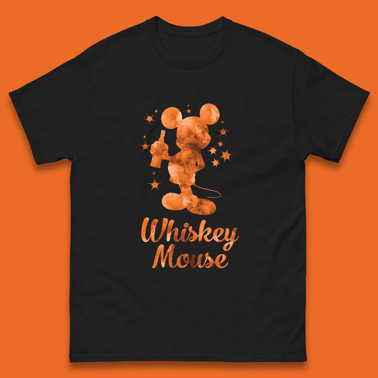 Whiskey Mouse Mickey Minnie Mouse Cartoon Character Holding Beer Bottle Disneyland Whiskey Lovers Mens Tee Top