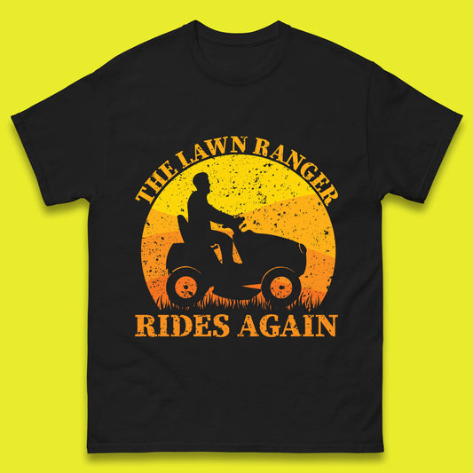 The Lawn Ranger Rides Again Funny Lawn Mowing Gardener Landscaper Dad Joke Landscaping Mens Tee Top