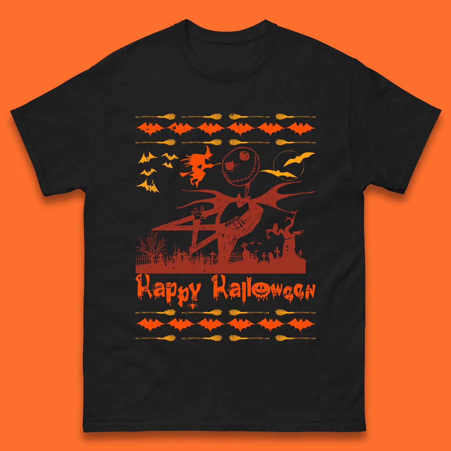 Happy Halloween Jack Skellington Horror Scary Movie Nightmare Before Christmas Mens Tee Top