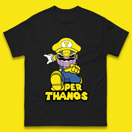 Super Thanos Marvel Infinity Gauntlet Super Mario Spoof Marvel Nintendo Game Series Wario Thanos Fictional Character Mens Tee Top