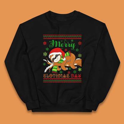 Merry Slothmas Day Christmas Santa Sloth Lovers Xmas Holiday Celebration Kids Jumper