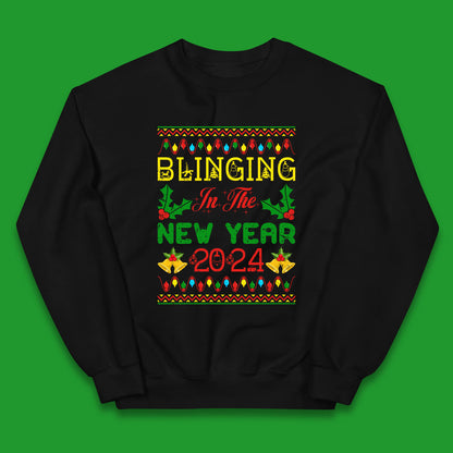 Blinging In The New Year 2024 Christmas Happy New Year Xmas Festive Celebration Kids Jumper