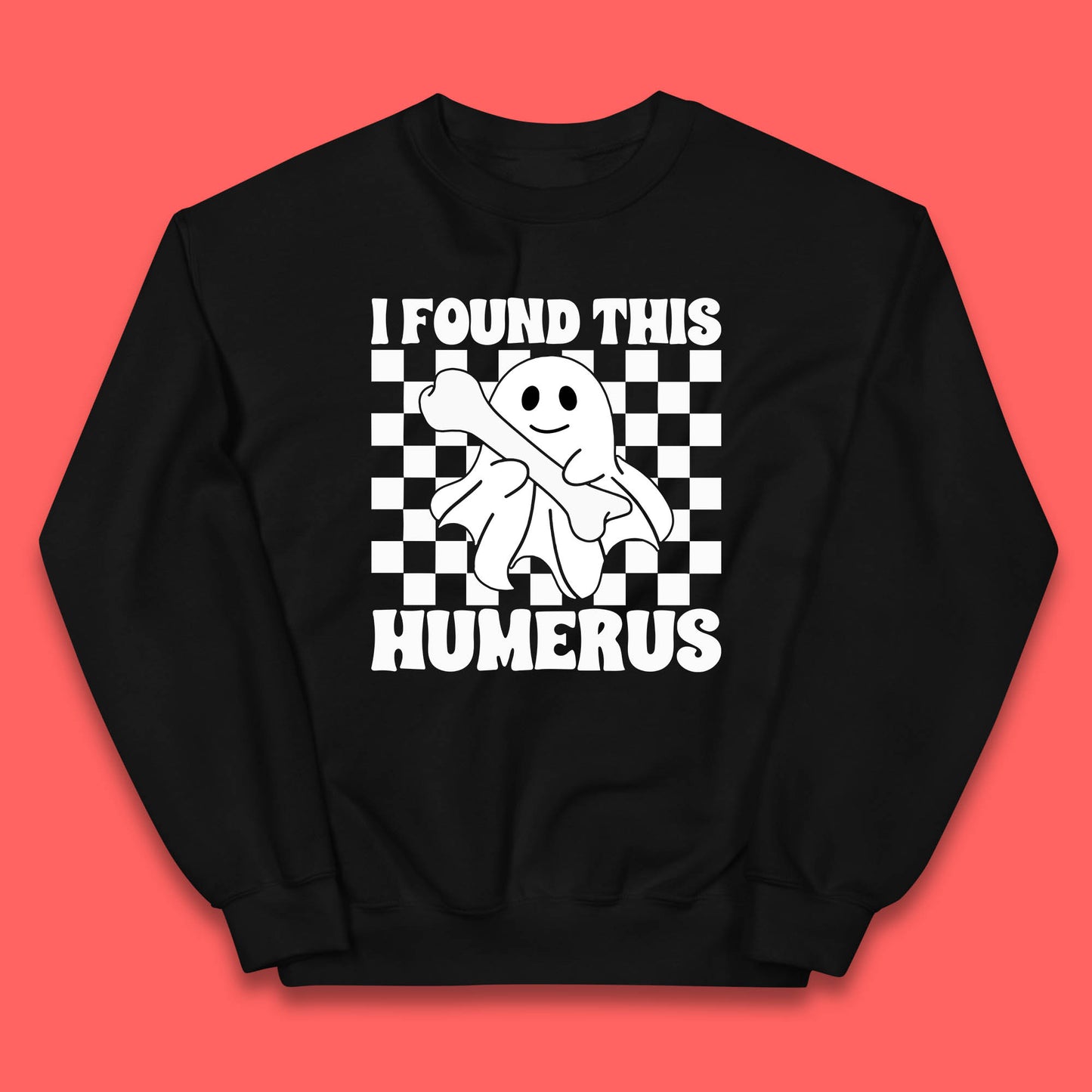 I Found This Humerus Halloween Bone Joke Funny Ghost Halloween Costume Kids Jumper