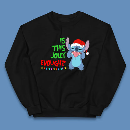 Jolly Enough Stitch Christmas Kids Jumper