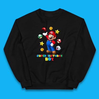 Super Birthday Boy Super Mario Game Series Mario Bros Super Mario Theme Birthday Party Kids Jumper