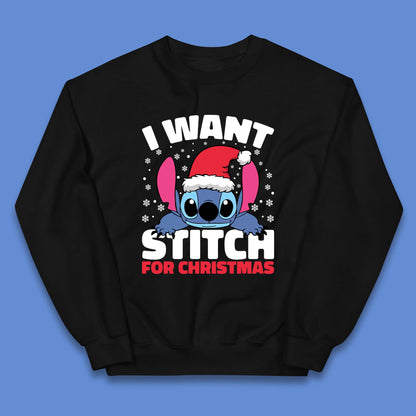 I Want Sticth For Christmas Kids Jumper