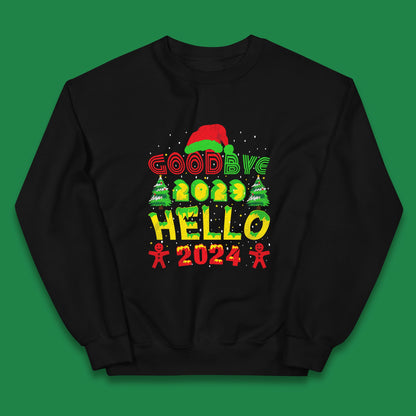 Good Bye 2023 Hello 2024 Merry Christmas Funny Happy New Year Xmas Kids Jumper