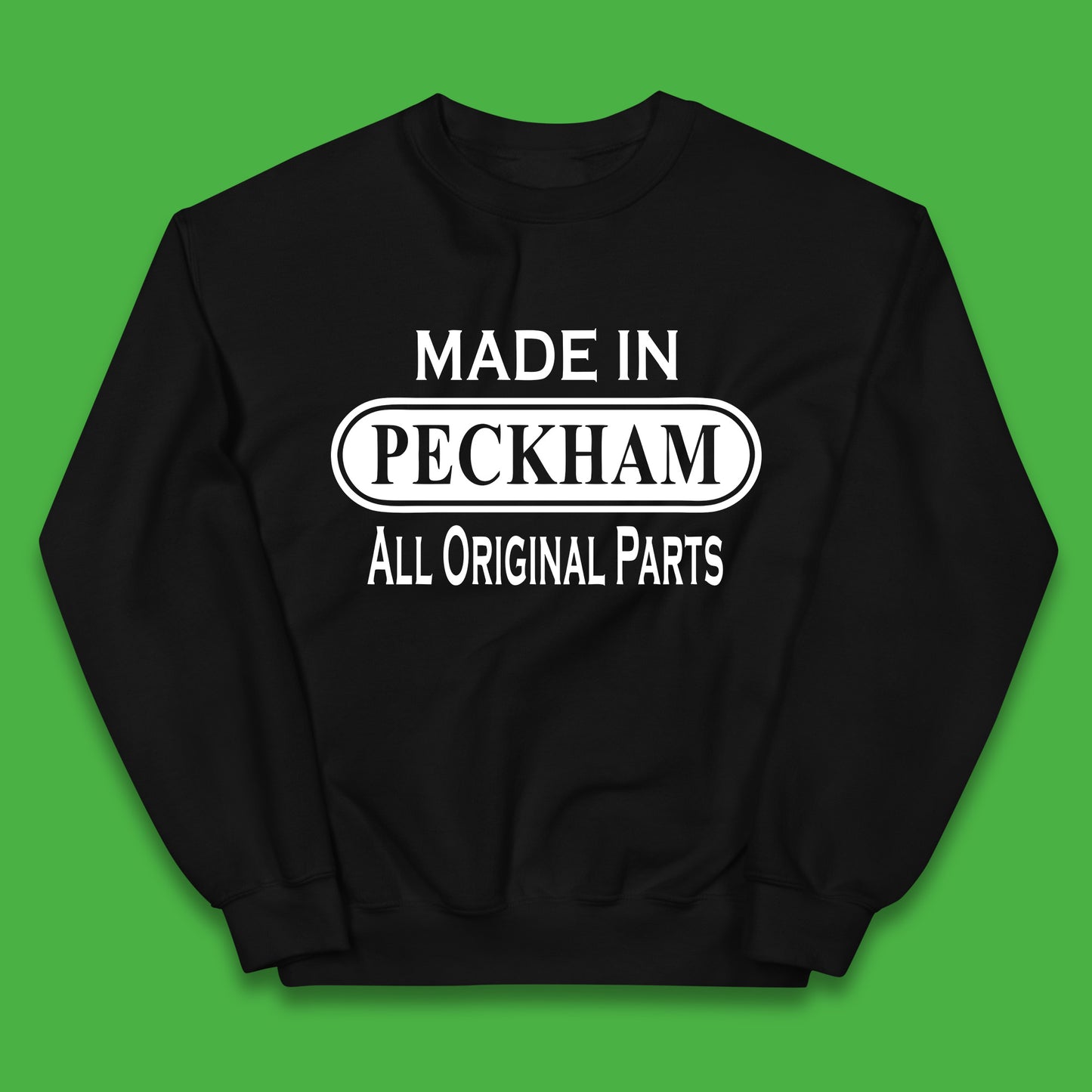 Made In Peckham All Original Parts Vintage Retro Birthday District In Southeast London, England Kids Jumper