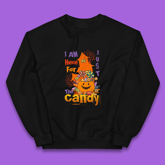 I'm Just Here For The Candy Halloween Trick Or Treat Kids Jumper