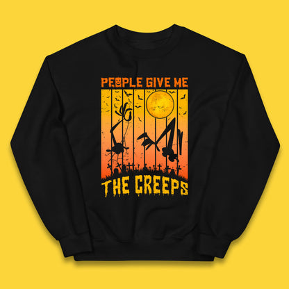 People Give Me The Creep Halloween Horror Scary Graveyards Full moon Flying Bats Kids Jumper