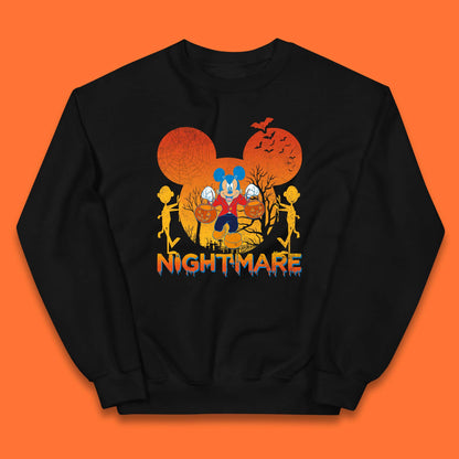 Halloween Nightmare Disney Mickey Mouse Holding Pumpkin Bucket Horror Scary Disneyland Trip Kids Jumper