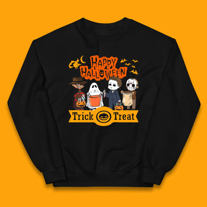 Happy Halloween Trick Or Treat Chibi Horror Movie Characters Killer Kids Jumper