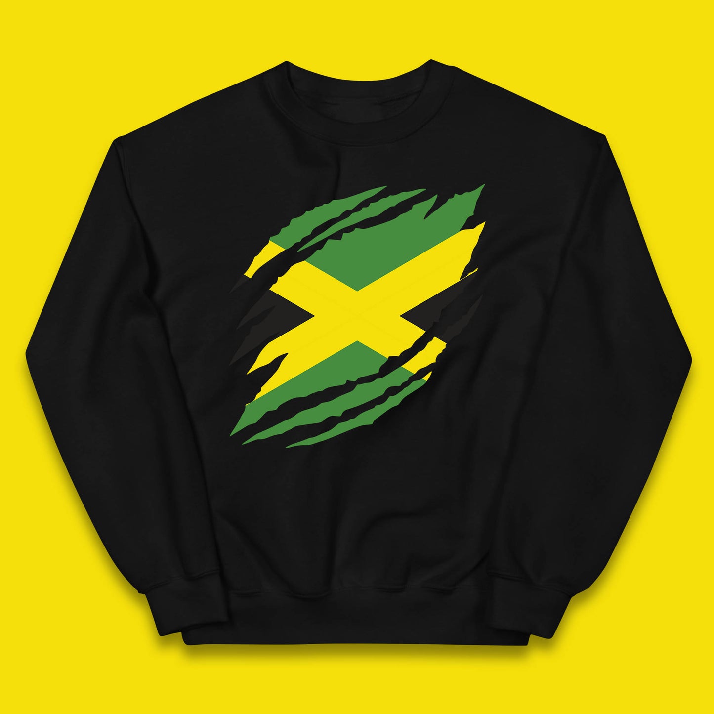 Distressed Jamaica Flag Jamaica Flag Caribbean Islander Sun Marley Kingston Jamaican Pride Patriotism Kids Jumper