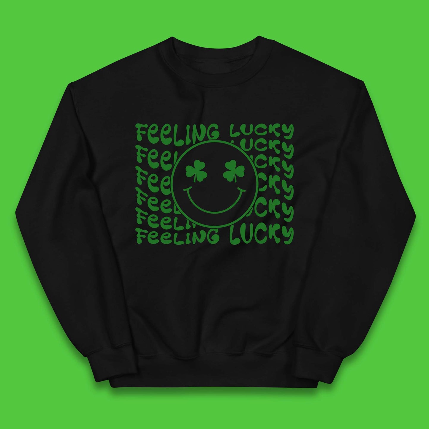 Feeling Lucky Smiley Shamrock Kids Jumper