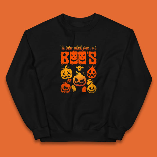 I'm Just Here For The Boos Halloween Funny Pumpkin Ghost Boos Jack-o-lantern Kids Jumper