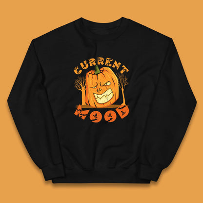 Current Mood Halloween Pumpkin Evil Scary Smile Horror Jack-o-Lantern Kids Jumper