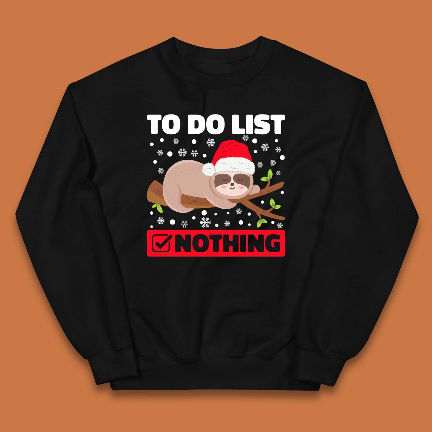 Lazy Sloth To Do List Christmas Kids Jumper